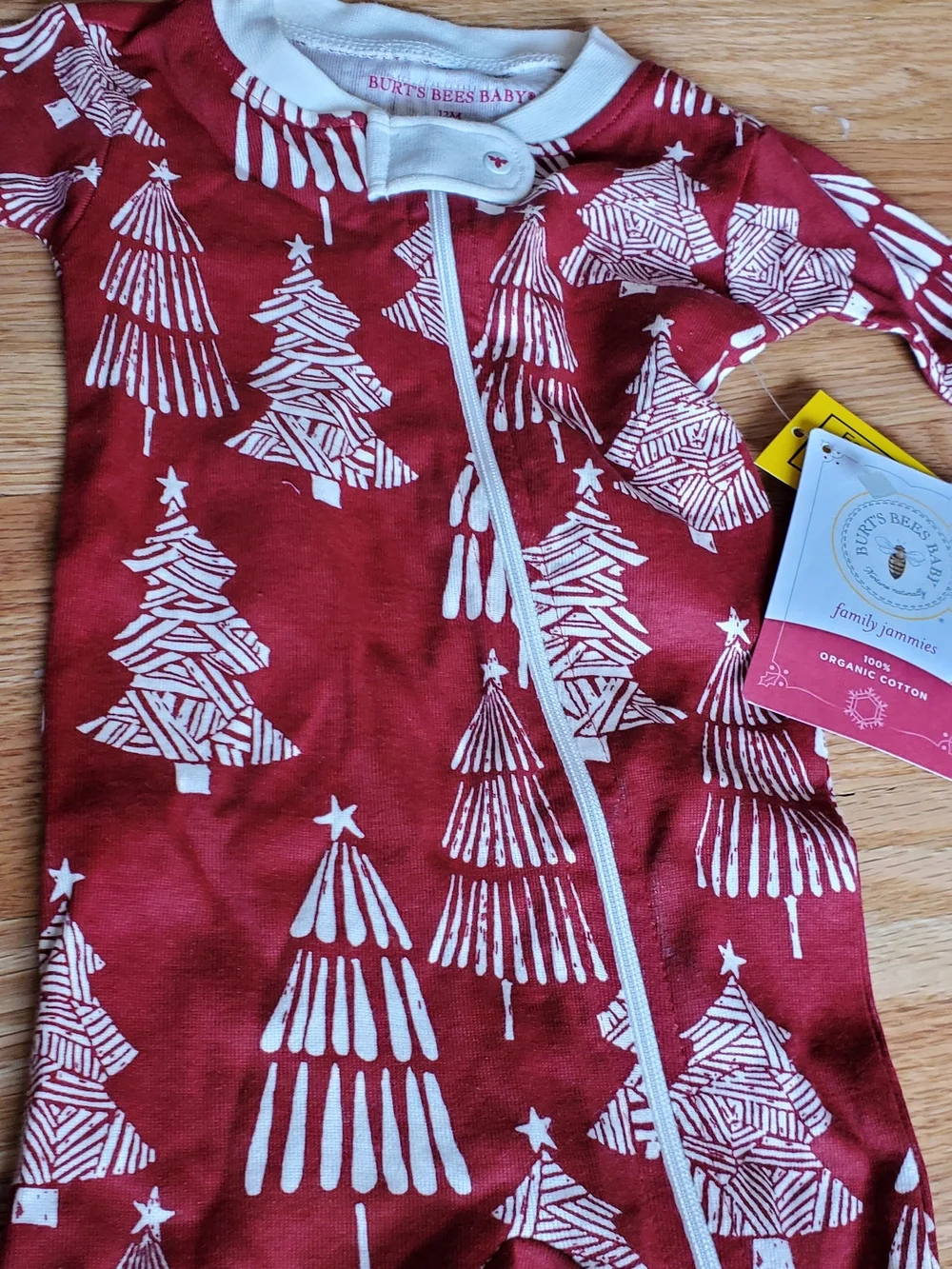 NWT Burt's Bees Baby Organic Cotton Festive Forest Christmas Pajamas 12M